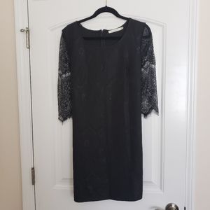 Black lace cocktail dress with 3/4 sleeves
